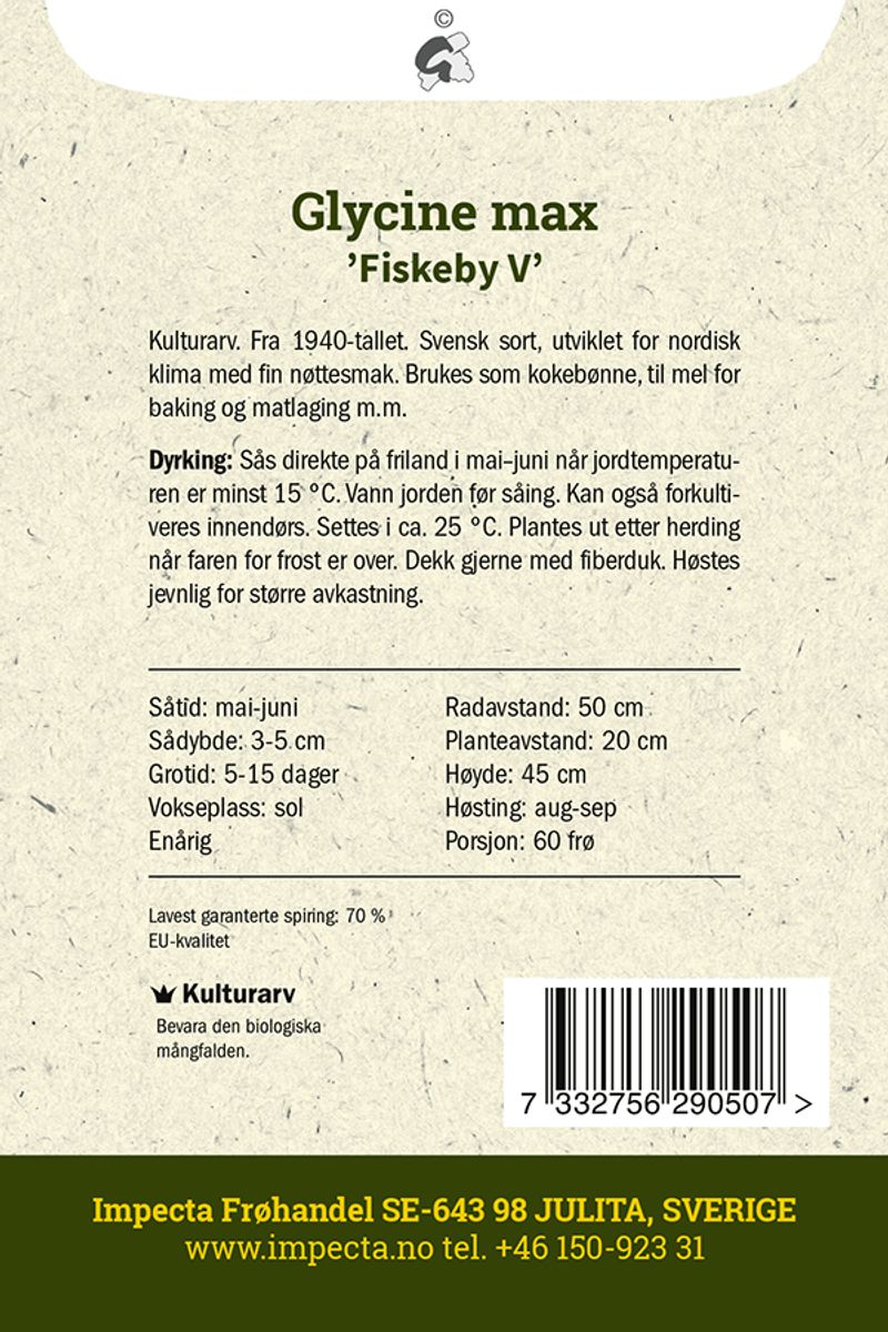 Soyabønne 'Fiskeby V'